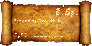 Beretzky Szalók névjegykártya